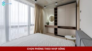 Phòng ngủ có cửa sổ lớn, ánh sáng ban ngày và khu để đồ; ảnh minh họa không phải phòng tại Dehiwala