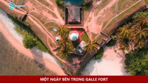 Nhìn từ trên cao xuống hải đăng và góc tường thành Galle Fort.