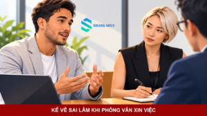 Minh họa ứng viên trao đổi với người phỏng vấn về sai sót và bài học